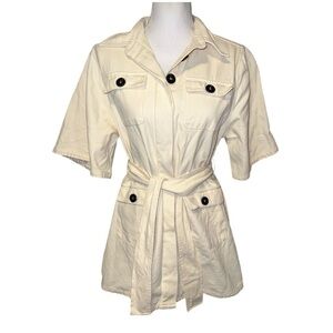 Showpo cream utility style belted mini dress